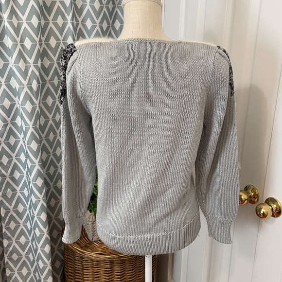 Vintage Gray, Black & Cream Sweater by Angenie / Size Small - Picture 8 of 10